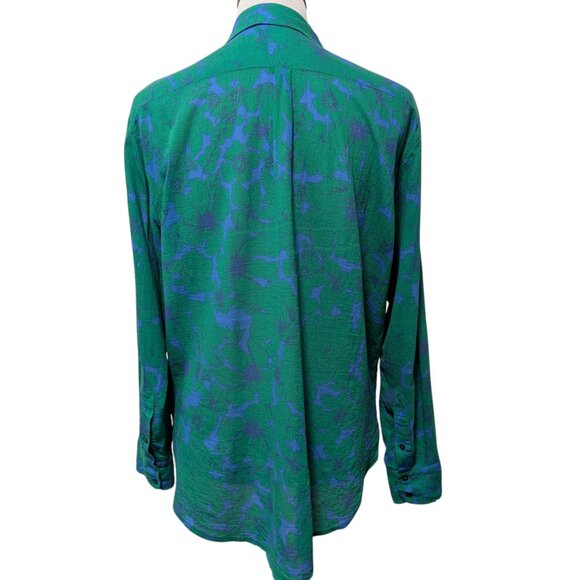 Xirena Womens Size XS Beau Ibiza Blue Green Floral Button Cotton L/S Blouse Top - Picture 4 of 10
